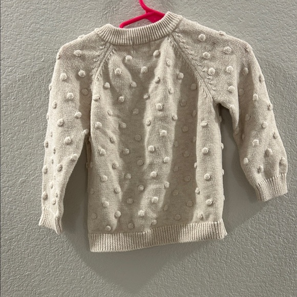 Cream Button-Up Pom Pom Kids Cardigan - Picture 4 of 4